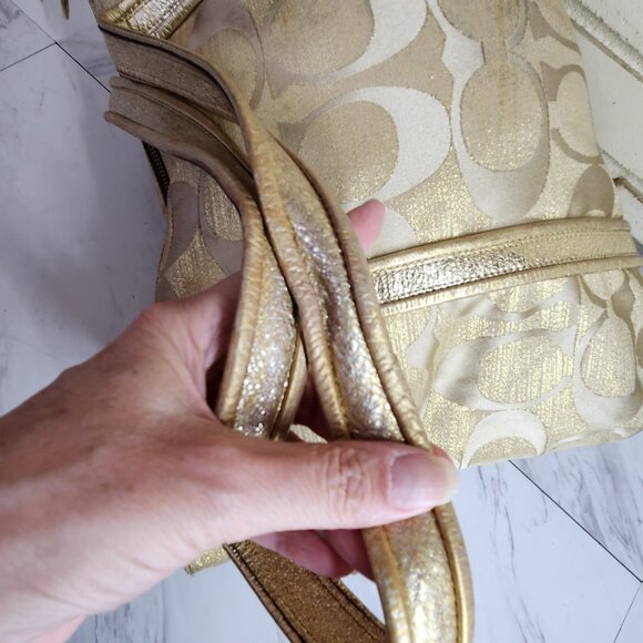 Coach Poppy Op Art Gold Signature C's Tote Bag Purse - Picture 6 of 16